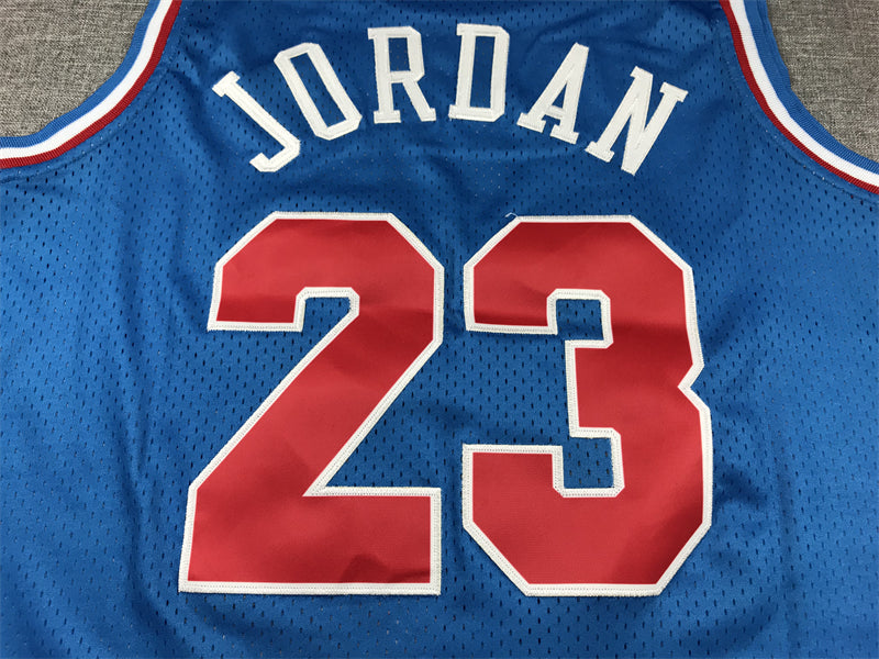 Men's 93 All Star Chicago Bulls Michael Jordan Blue Hardwood Classics Swingman Jersey1