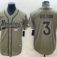 Men's Denver Broncos Russell Wilson #3 Olive 2022 Salute To Service Limited Jersey1 Joint Edition