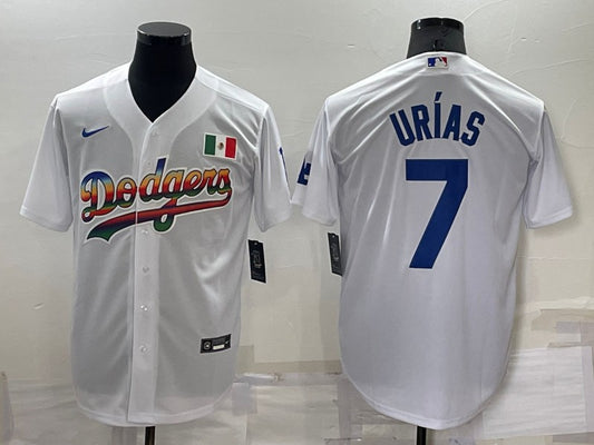 Men's Los Angeles Dodgers Julio Urias #7 White Authentic Game Jersey1