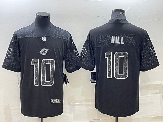 Men's Miami Dolphins Tyreek Hill #10 Black RFLCTV Limited Jersey1