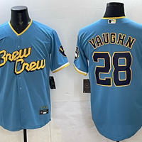 Men's Milwaukee Brewers Andrew Vaughn #28 Powder Blue City Connect Limited Player Jersey