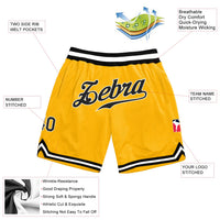Custom Gold Black White Basketball Shorts - 2