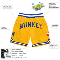 Custom Gold Royal White Basketball Shorts - 2