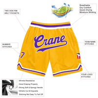 Custom Gold Purple White Basketball Shorts - 3