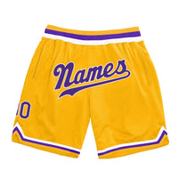 Custom Gold Purple White Basketball Shorts