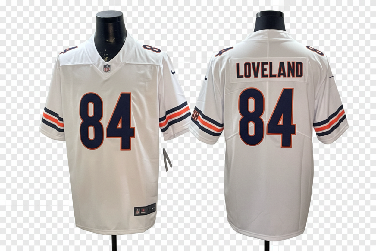 Men's Chicago Bears Colston Loveland #84 White Vapor F.U.S.E. Limited Jersey - transparent background