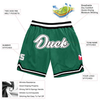 Custom Kelly Green White Black Basketball Shorts - 2