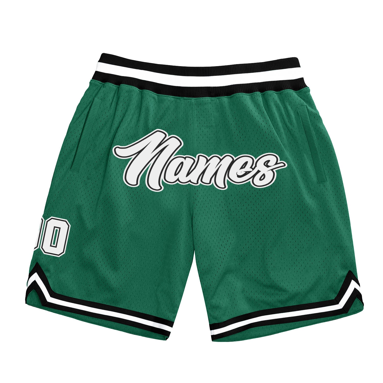Custom Kelly Green White Black Basketball Shorts