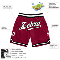 Custom Maroon White Black Basketball Shorts - 2