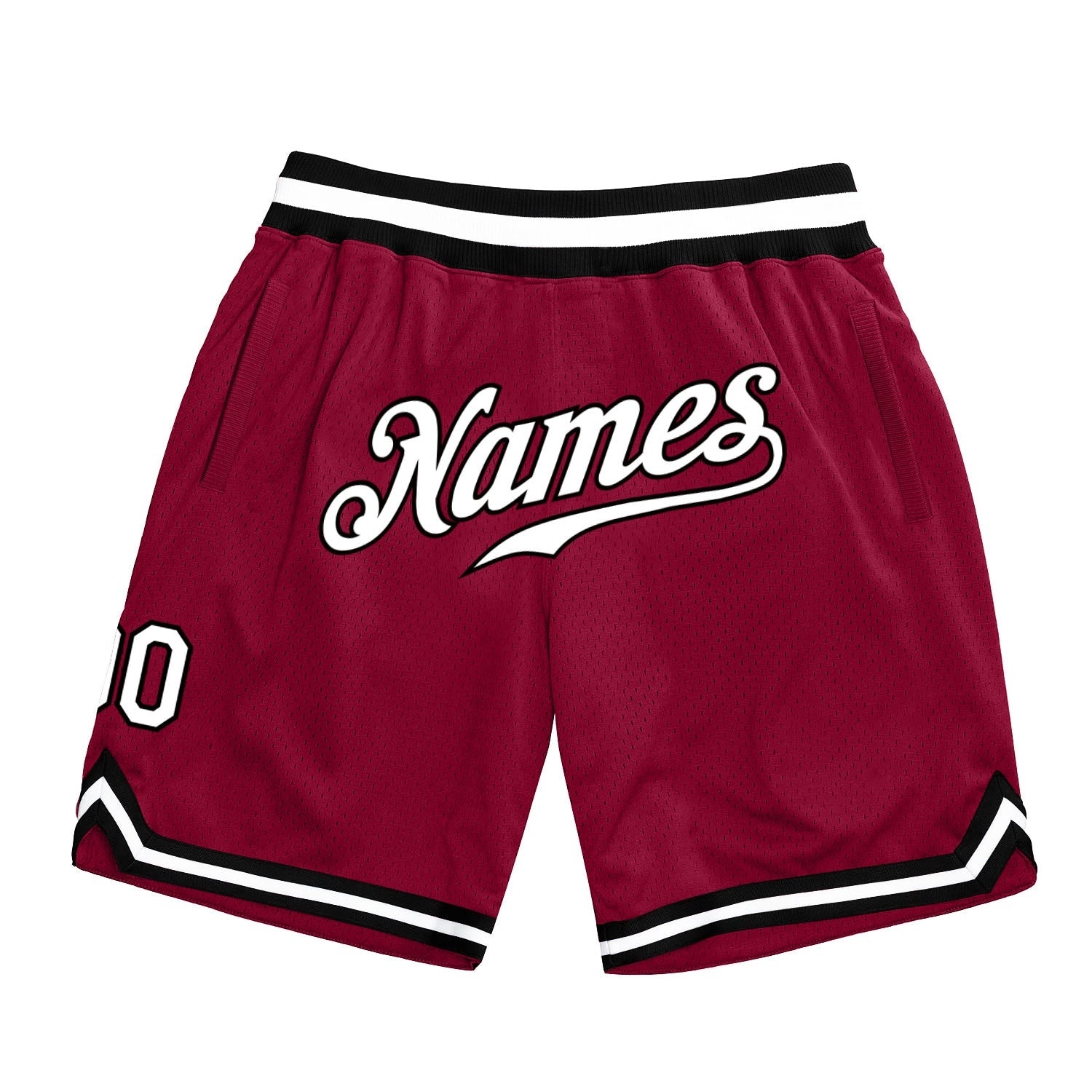 Custom Maroon White Black Basketball Shorts
