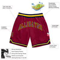 Custom Maroon Navy Gold Basketball Shorts - 2
