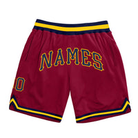 Custom Maroon Navy Gold Basketball Shorts