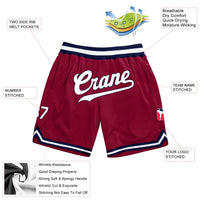 Custom Maroon White Navy Basketball Shorts - 2