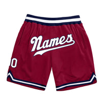 Custom Maroon White Navy Basketball Shorts