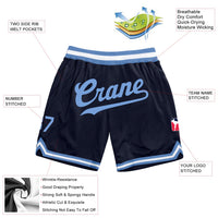 Custom Navy Light Blue White Basketball Shorts - 2