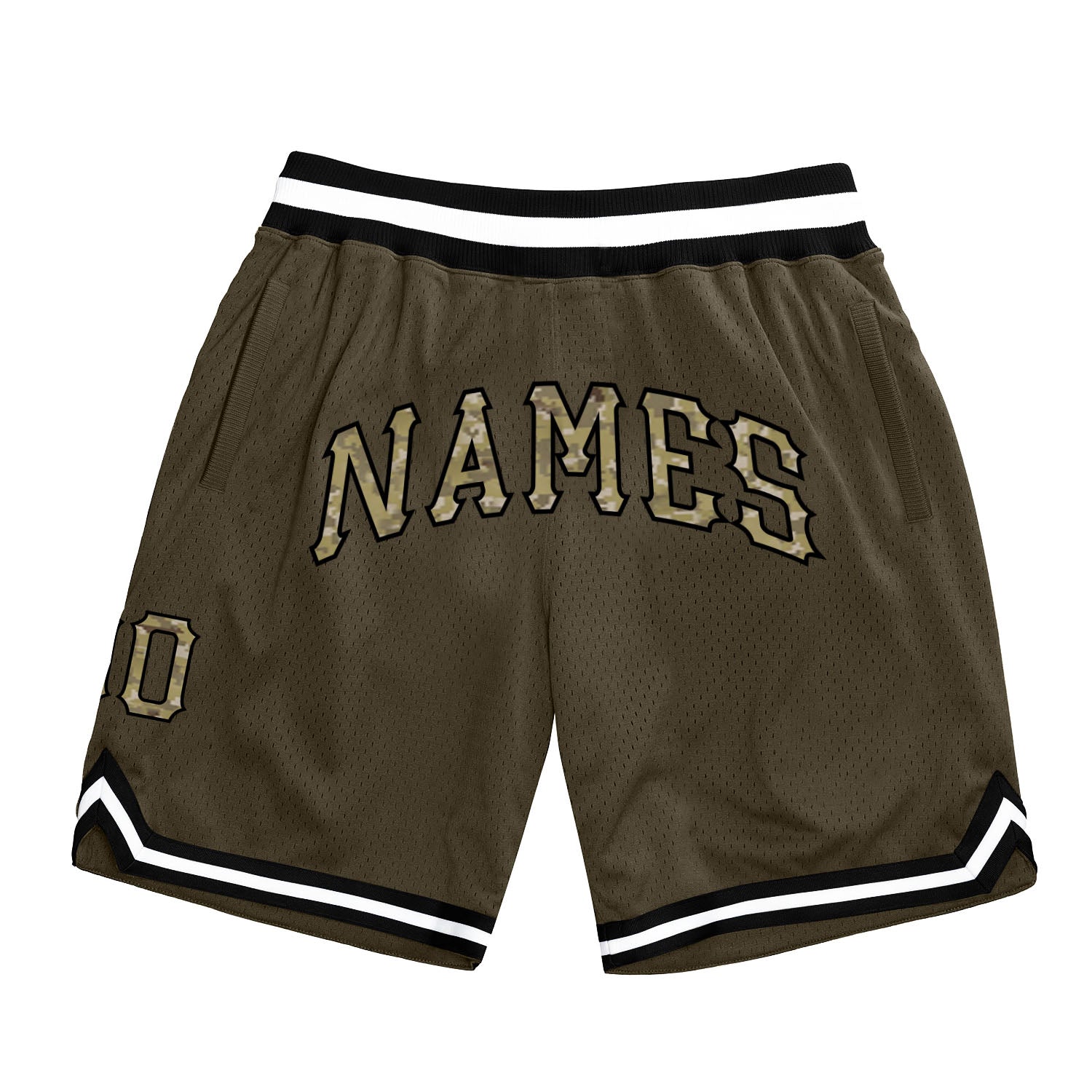 Custom Olive Camo Black Salute To Service Basketball Shorts