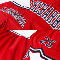 Custom Red Navy White Basketball Shorts - 4