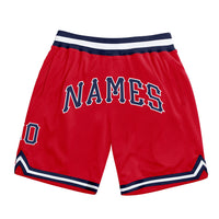 Custom Red Navy White Basketball Shorts