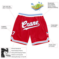Custom Red White Light Blue Basketball Shorts - 2