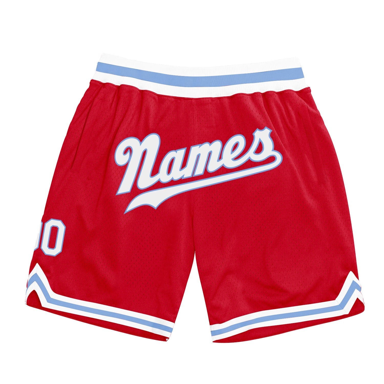Custom Red White Light Blue Basketball Shorts