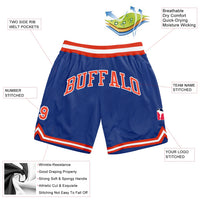 Custom Royal Orange White Basketball Shorts - 2