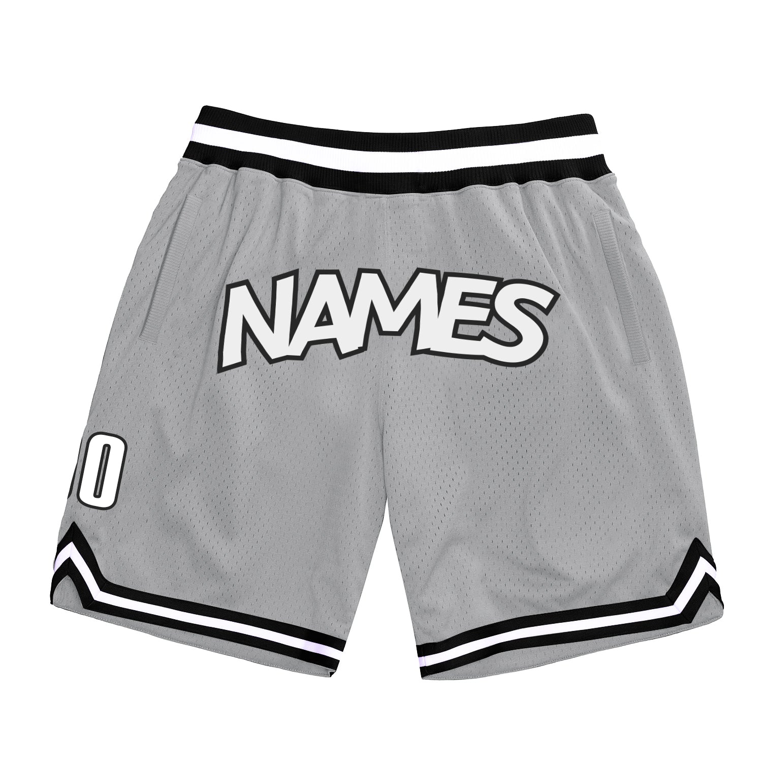Custom Silver Gray White Black Basketball Shorts