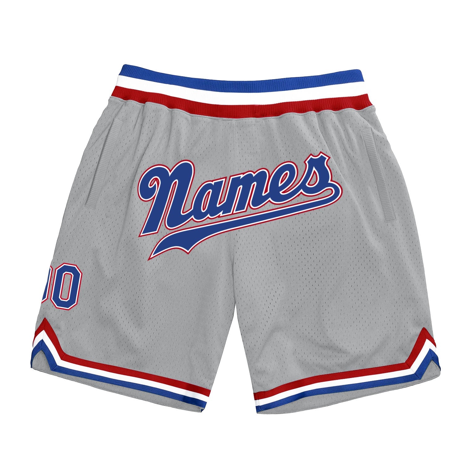 Custom Silver Gray Royal Red Basketball Shorts