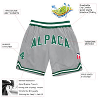 Custom Silver Gray Kelly Green White Basketball Shorts - 2