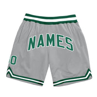 Custom Silver Gray Kelly Green White Basketball Shorts